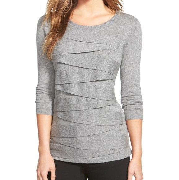 VINCE CAMUTO ZIGZAG SWEATER IN GREY - Picture 2 of 8